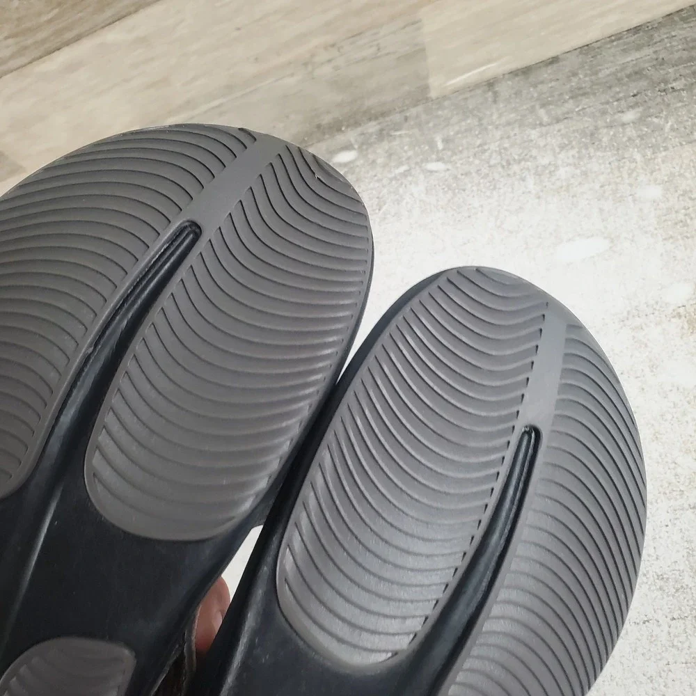 Kuru Kala Leather Sandals Mens Sz 8 Flip Flop Thong Solid Black Comfortable